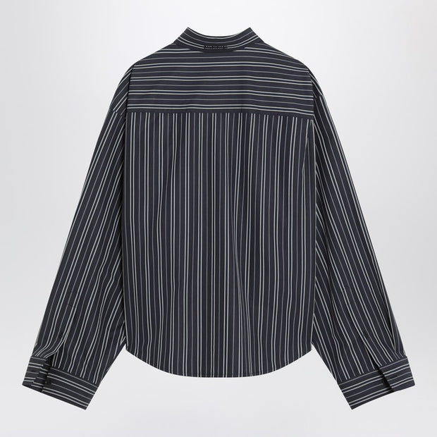 Balenciaga Navy Blue Striped Cotton Shirt