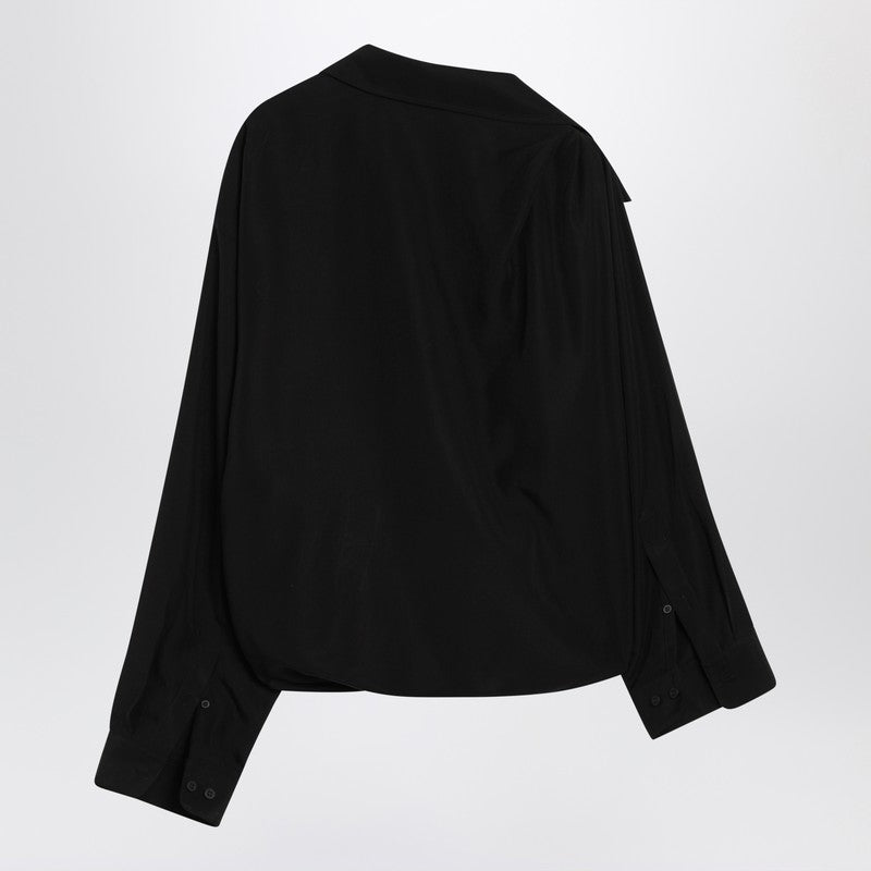 Balenciaga One-shoulder Black Shirt In Poplin