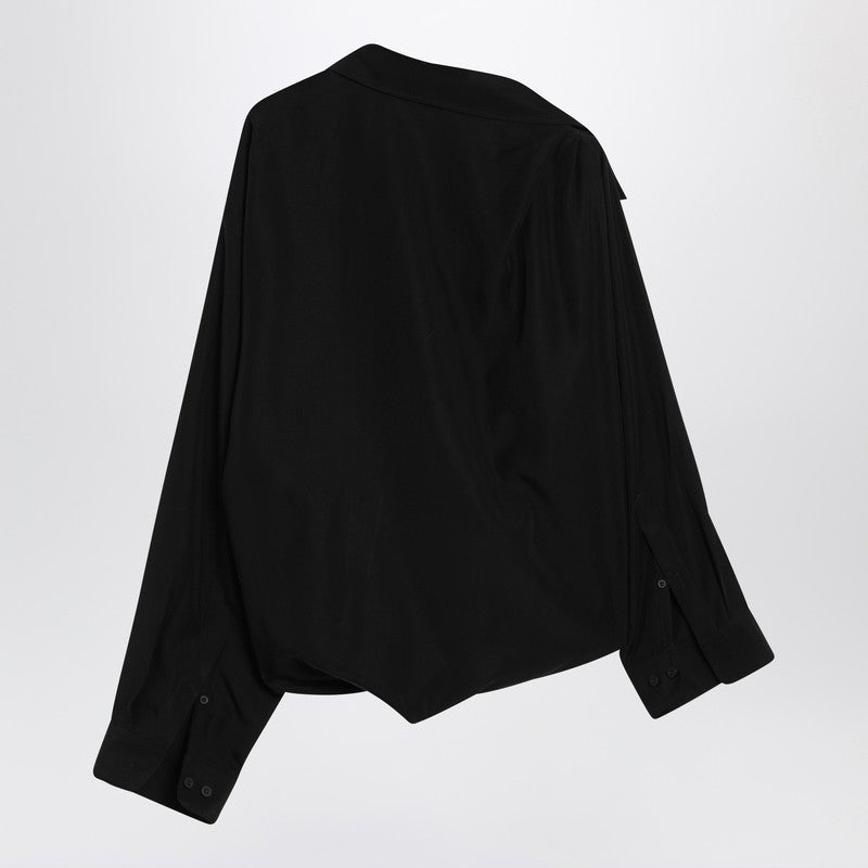 Balenciaga One-shoulder Black Shirt In Poplin
