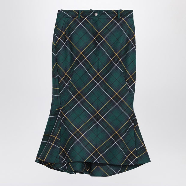 Alexander McQueen Flared Skirt In Wool Tartan