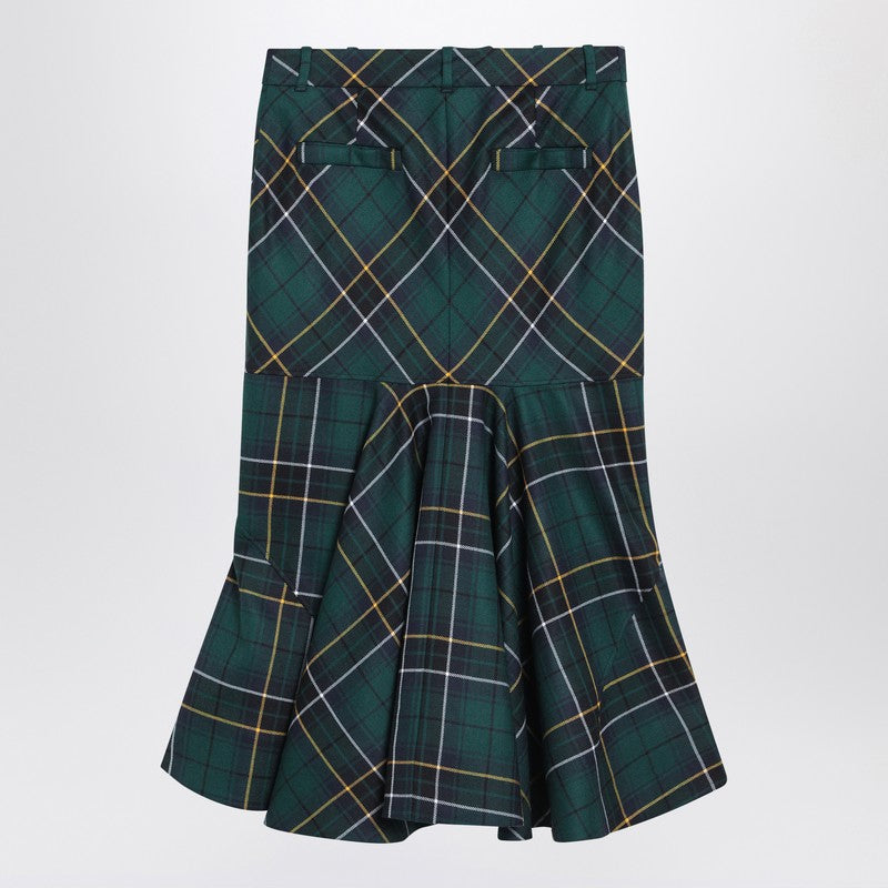 Alexander McQueen Flared Skirt In Wool Tartan