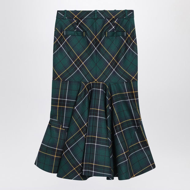 Alexander McQueen Flared Skirt In Wool Tartan