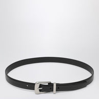 Saint Laurent Smooth Black Leather Folk Belt