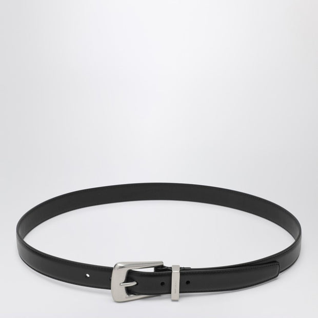Saint Laurent Smooth Black Leather Folk Belt