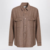 Saint Laurent Overshirt In Beige/brown/black Houndstooth