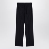 Saint Laurent High-waisted Blue Wool Pants