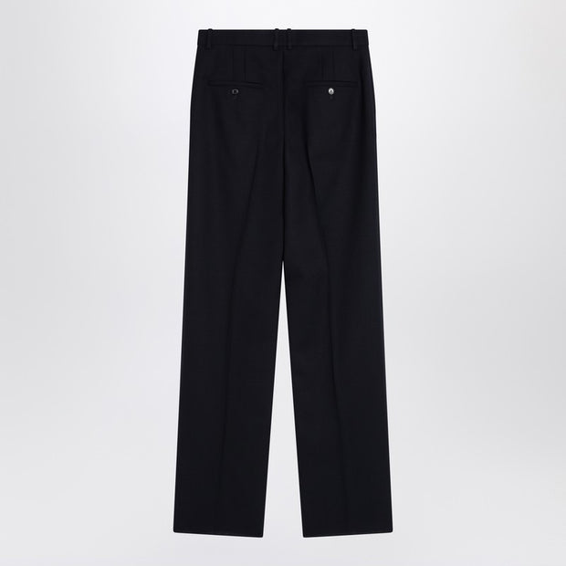 Saint Laurent High-waisted Blue Wool Pants