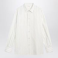 Saint Laurent White Striped Cassandre Shirt In Cotton