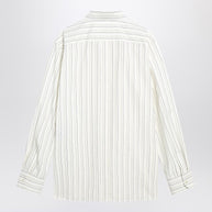 Saint Laurent White Striped Cassandre Shirt In Cotton
