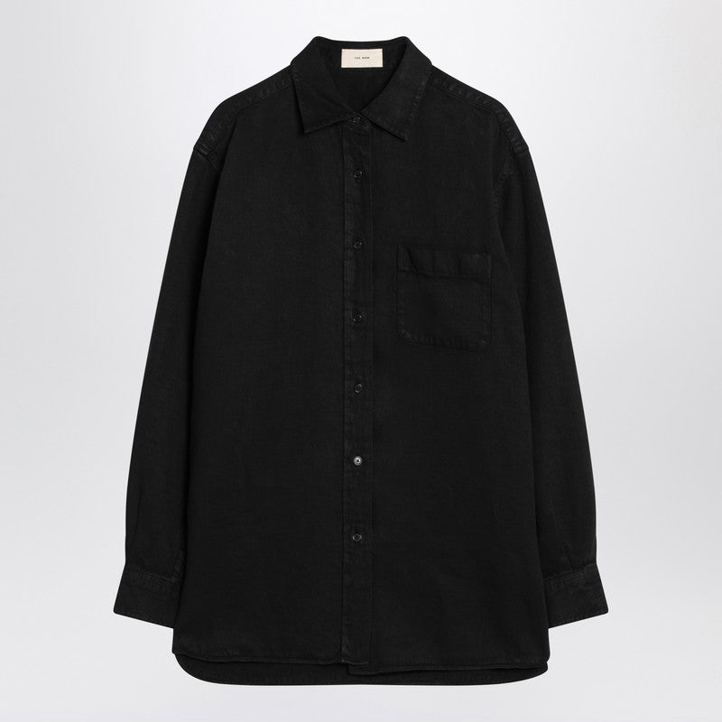 The Row Nesson Black Linen Denim Shirt