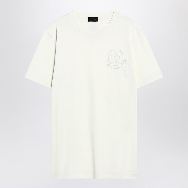 Moncler White Cotton T-shirt With Three-dimensional Logo