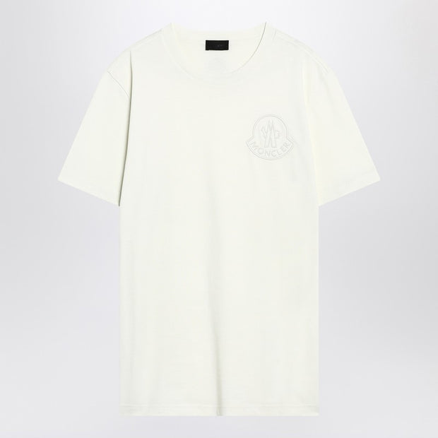 Moncler White Cotton T-shirt With Three-dimensional Logo
