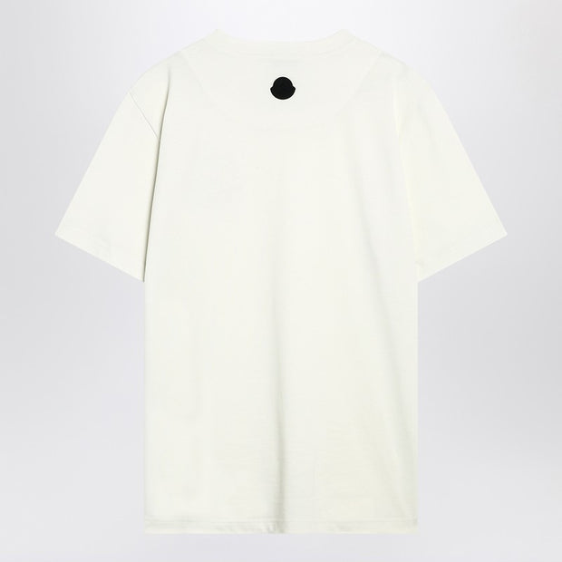 Moncler White Cotton T-shirt With Three-dimensional Logo
