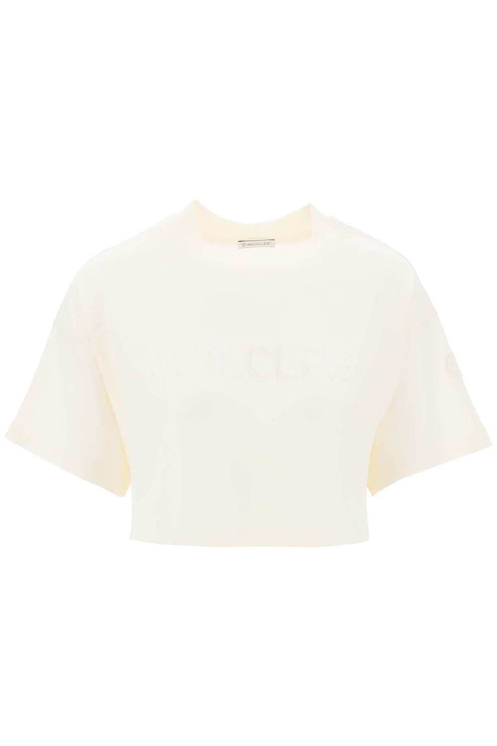 Moncler Cropped Sequin Logo T-Shirt