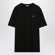Moncler Black Cotton T-shirt With Logo Patch