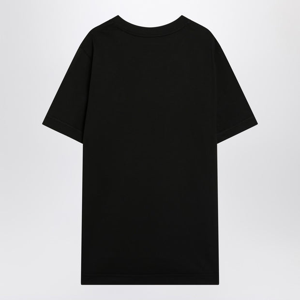Moncler Black Cotton T-shirt With Logo Patch