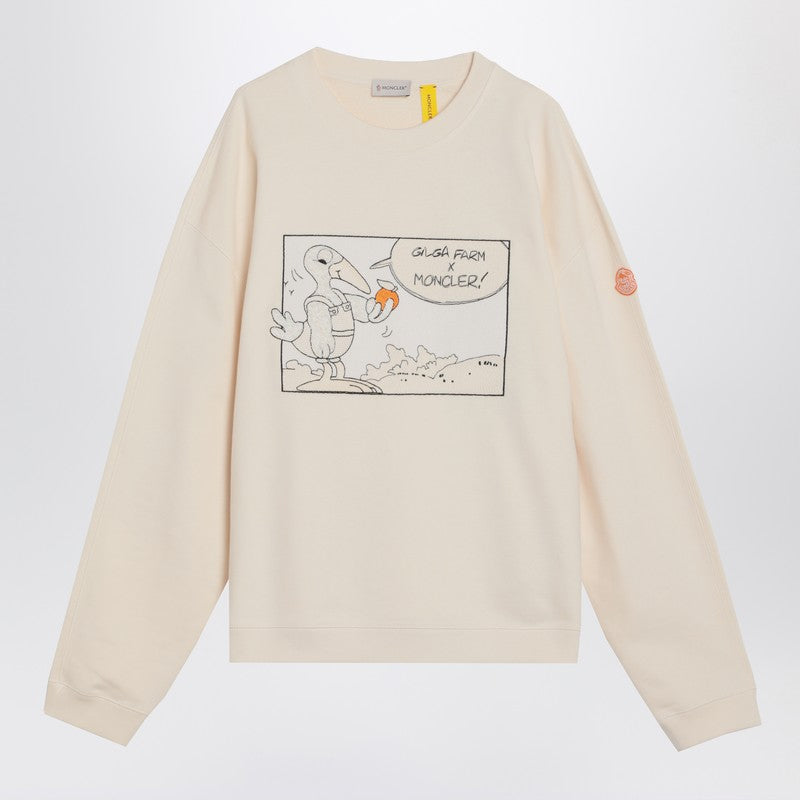 Moncler Genius Ivory White Cotton Sweatshirt