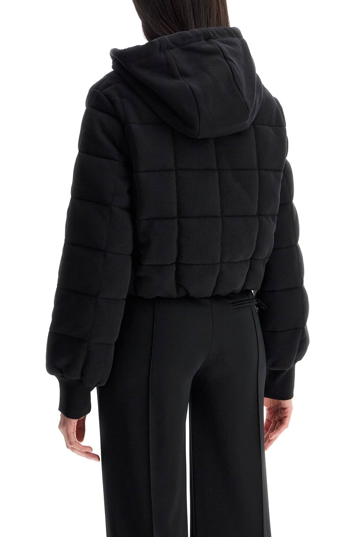 Moncler X Palm Angels Black Checkered Cotton Padded Cardigan With Hood And Zip