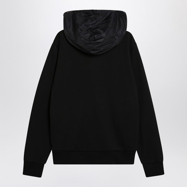 Moncler Black Zip Sweatshirt In Cotton And Nylon