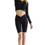 Gianine MATHILDE BLACK Activewear V Fold Long Shorts
