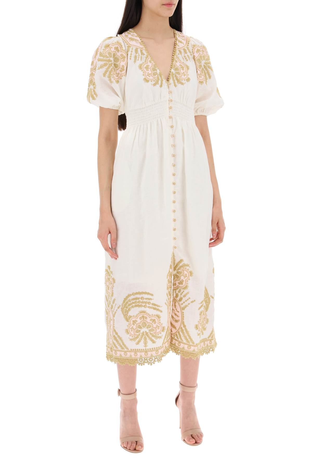 Zimmermann Waverly Embroidered Linen Dress"