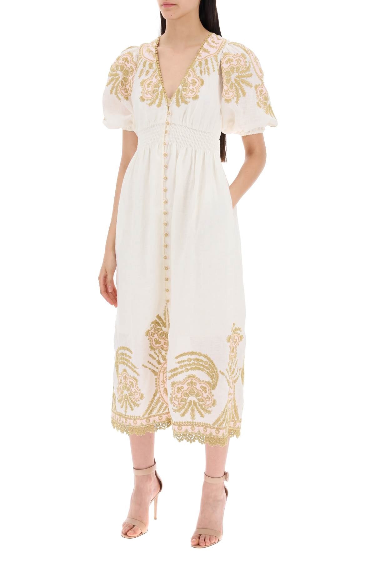 Zimmermann Waverly Embroidered Linen Dress"