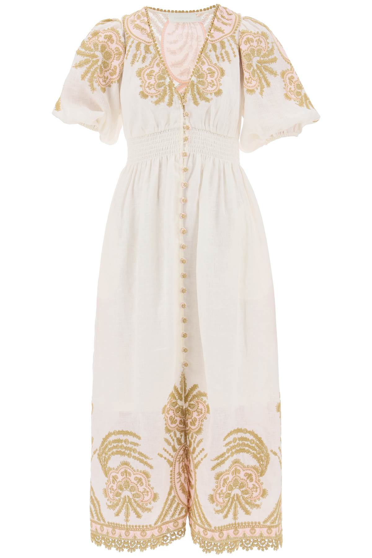 Zimmermann Waverly Embroidered Linen Dress"