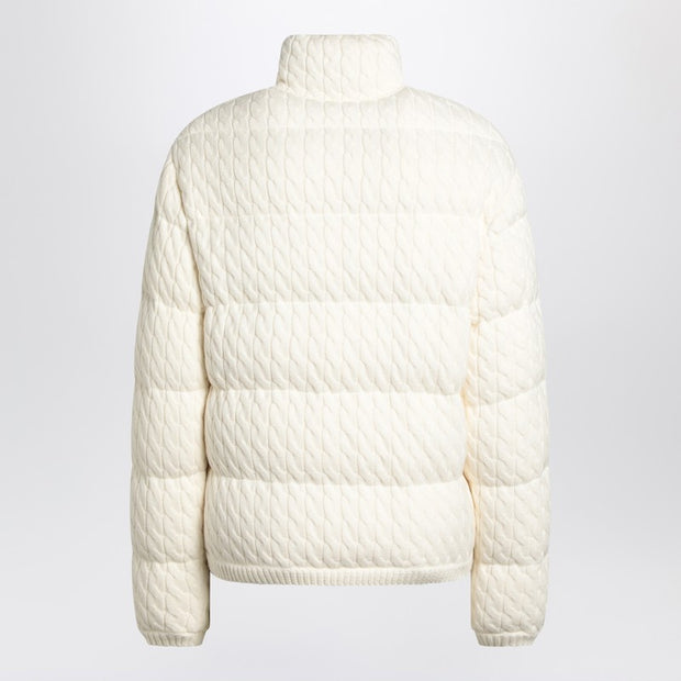 Moncler White Puffer Jacket With Braids In Cotton Blend