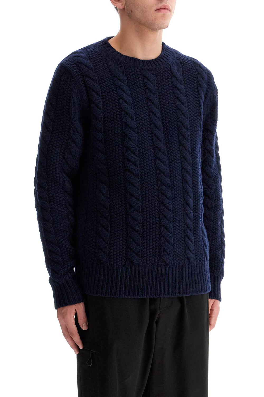 Moncler Wool And Cashmere Cable Knit Pullover Sweater