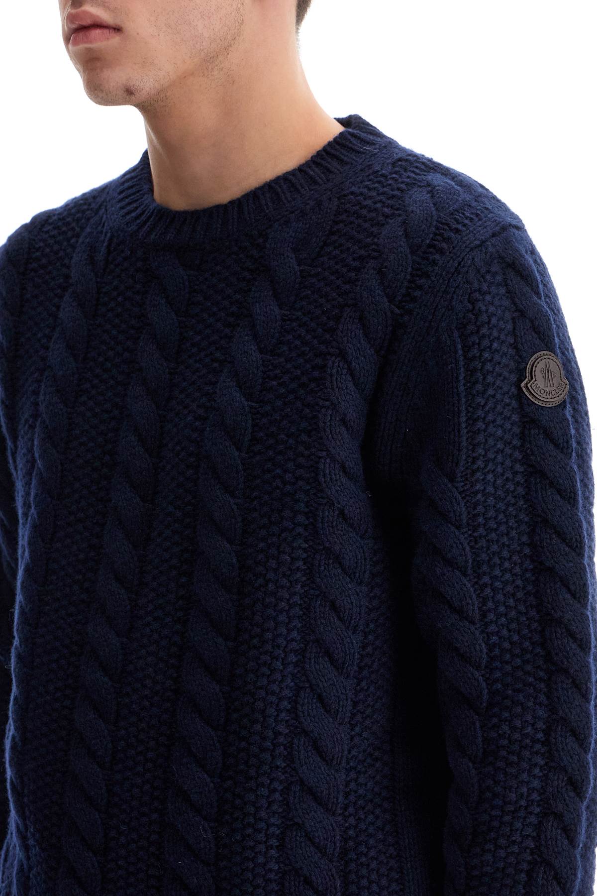 Moncler Wool And Cashmere Cable Knit Pullover Sweater