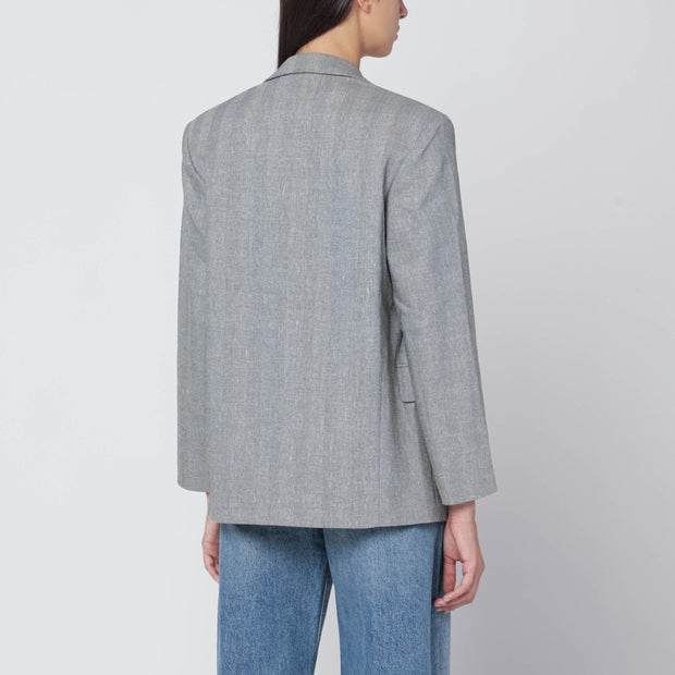 ANINE BING Blazer Quinn In Ivory/black Herringbone