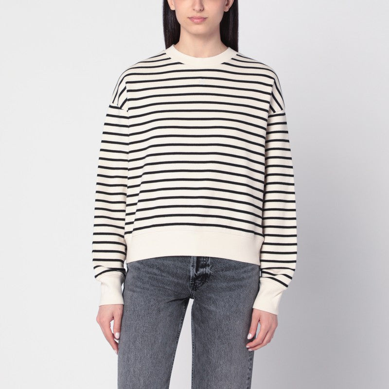 ANINE BING Ivory/black Striped Dean Sweatshirt