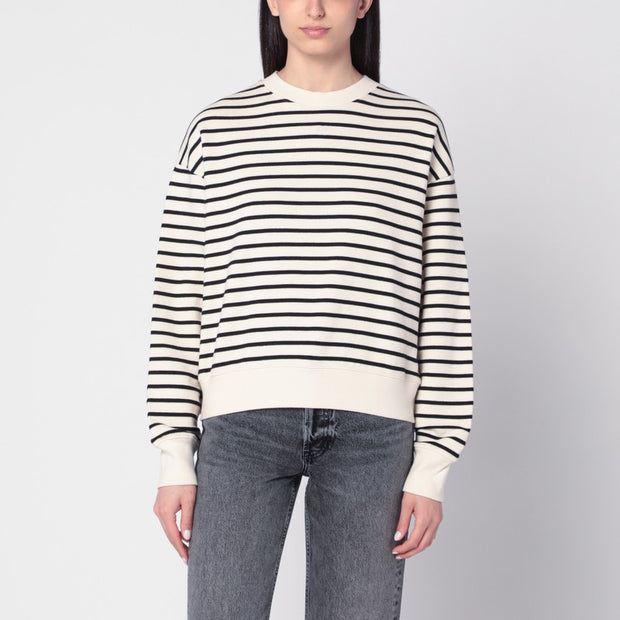 ANINE BING Ivory/black Striped Dean Sweatshirt