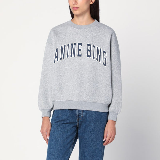 ANINE BING Grey Crewneck Sweatshirt With Logo