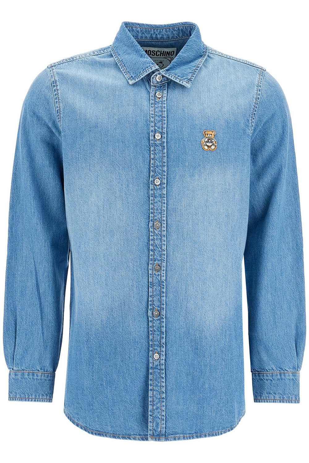 Moschino Embroidered Teddy Bear Denim Shirt