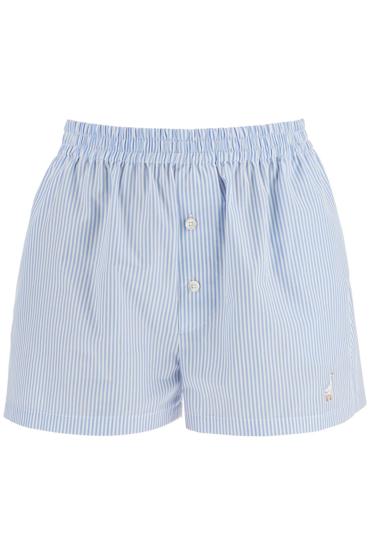 Moschino Light Blue Striped Cotton Shorts