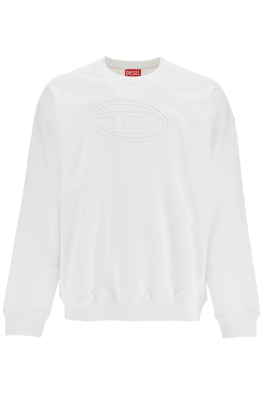 Diesel White Cotton Sweatshirt With Raised Logo