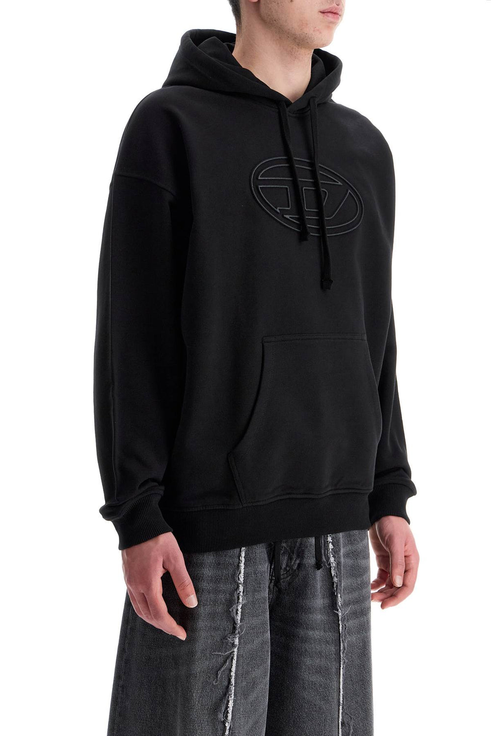 Diesel Black Cotton Hoodie With Embossed Logo