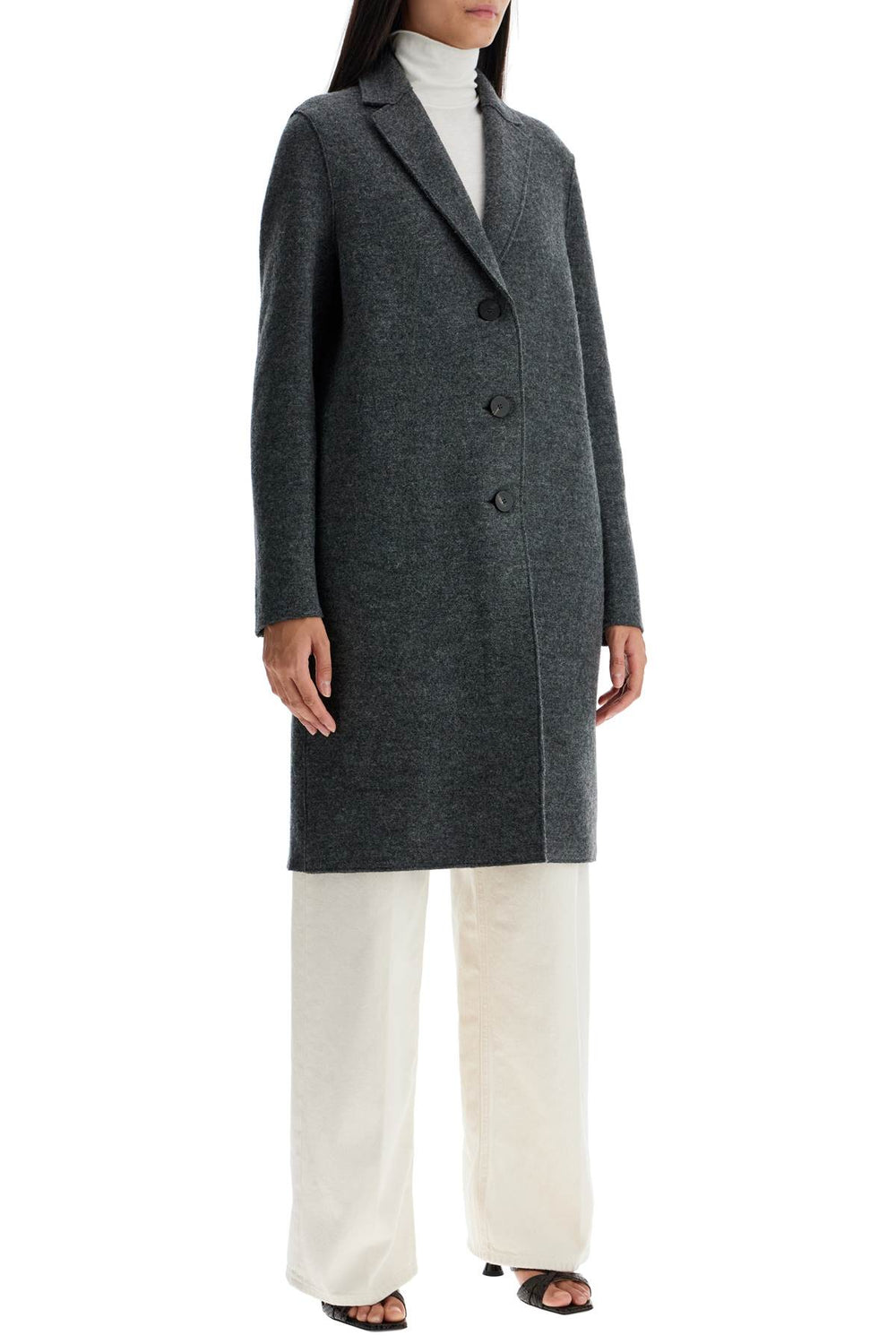 Harris Wharf London Single-Breasted Boiled Wool Coat