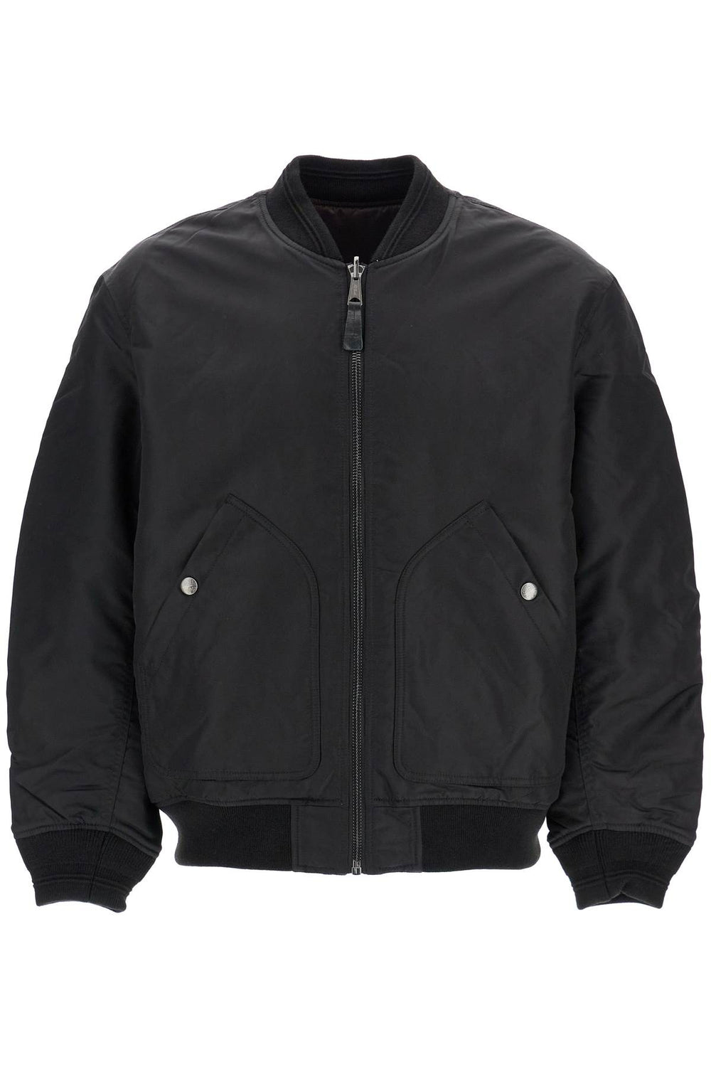 Diesel Classic Black Nylon Bomber Jacket With Zip And Side Pockets