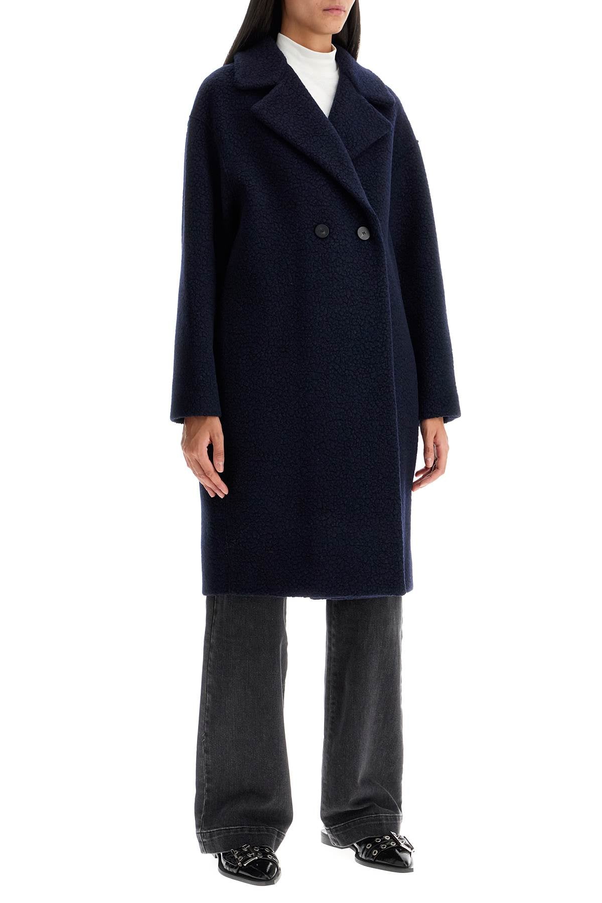 Harris Wharf London Double-breasted Wool Boucle Coat