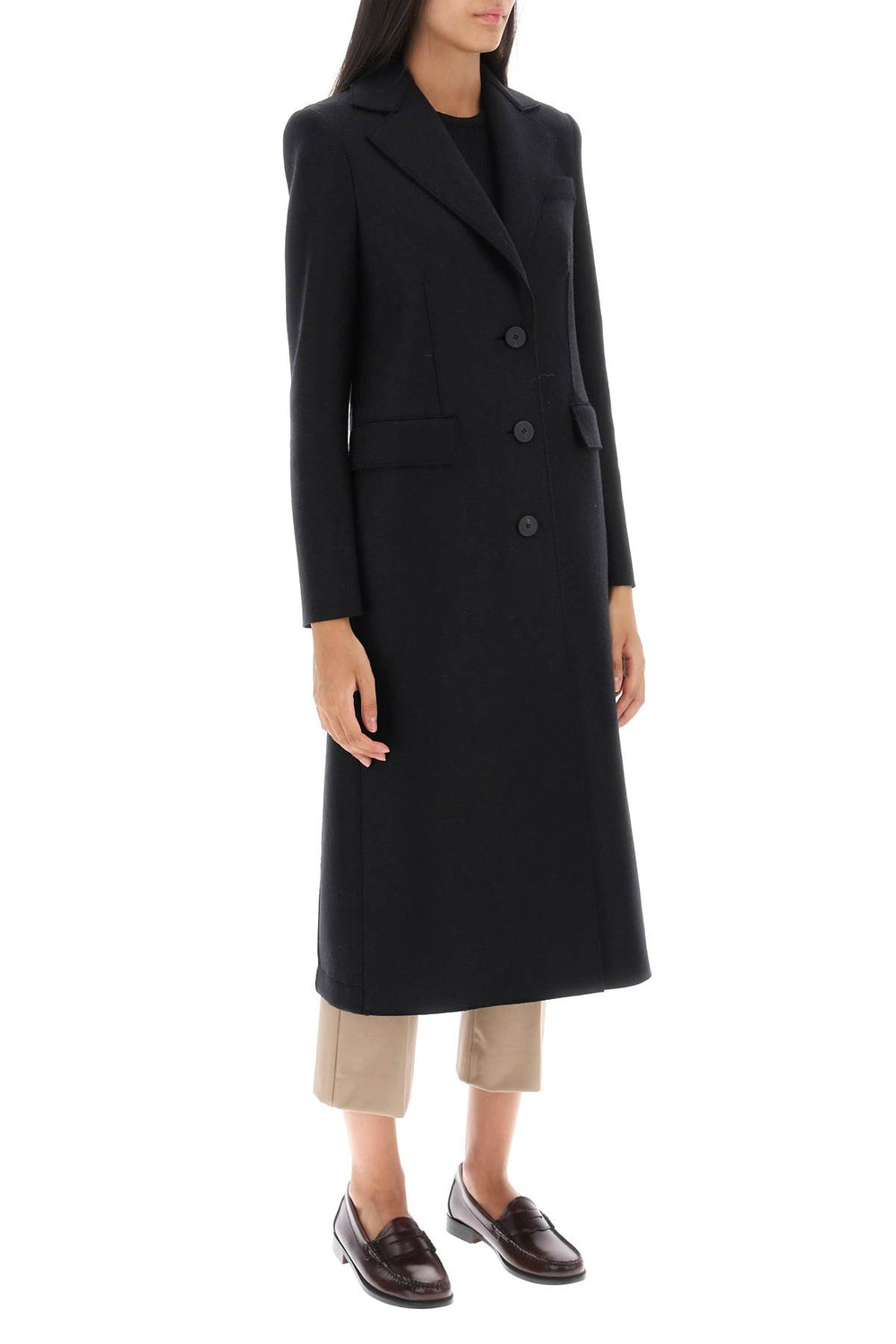 Harris Wharf London Single-Breasted Pressed Wool Coat