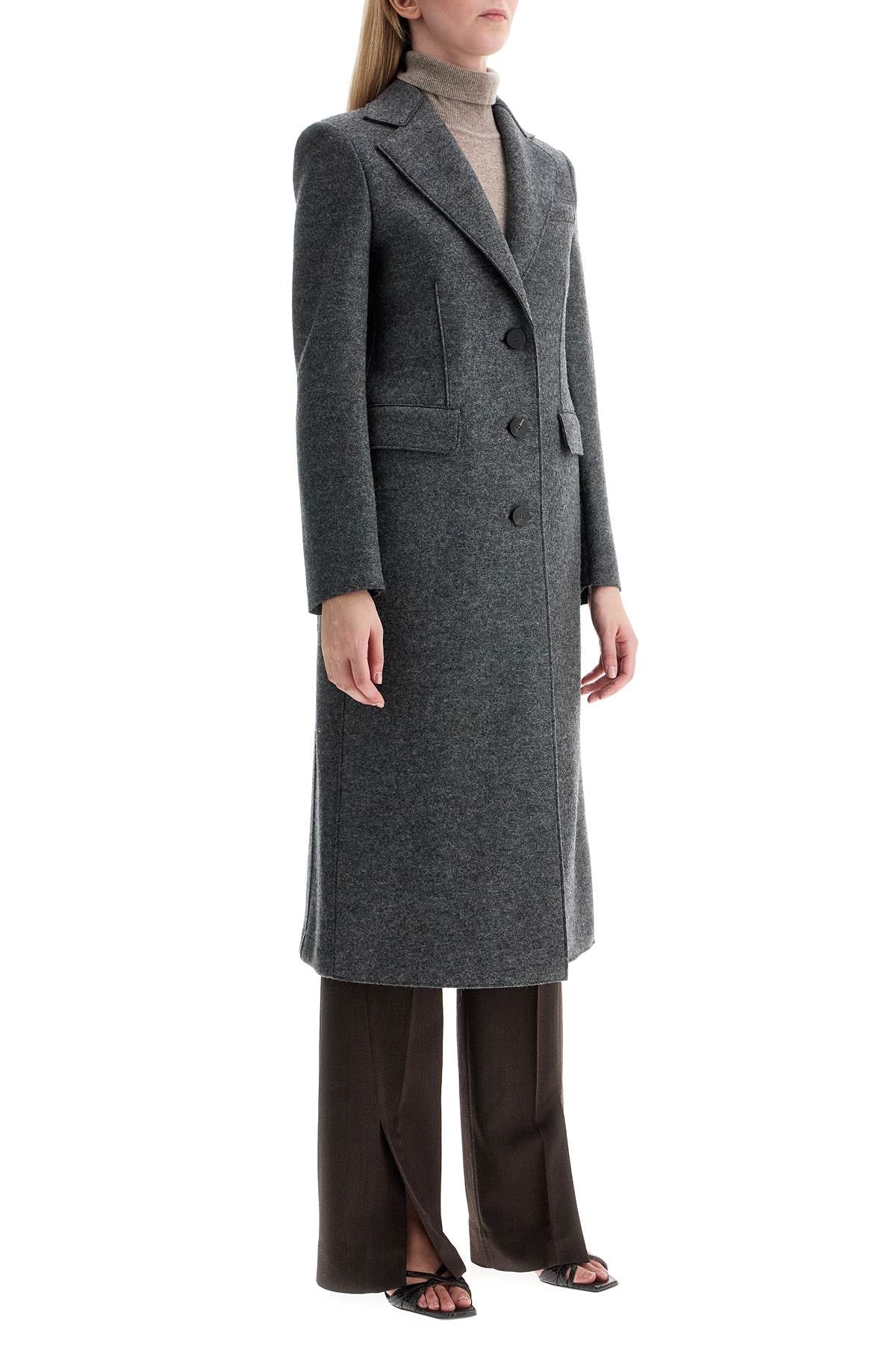 Harris Wharf London Single-Breasted Pressed Wool Coat