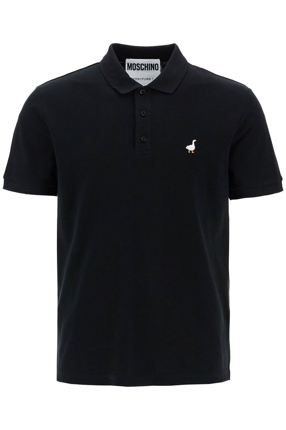 Moschino Men's Black Cotton Polo With Duck Embroidery