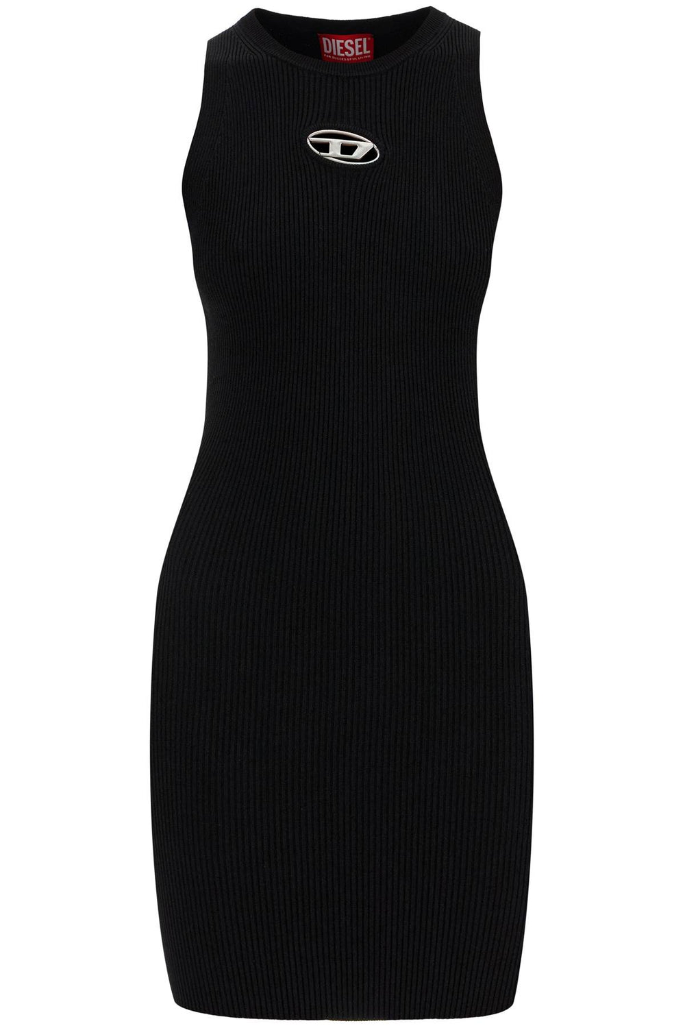 Diesel Black Ribbed Viscose Mini Dress