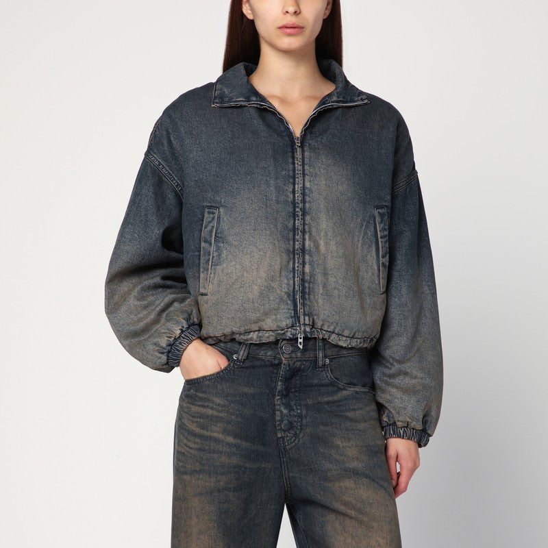 Diesel De-Flower Jacket In Medium Blue With Faded Effect