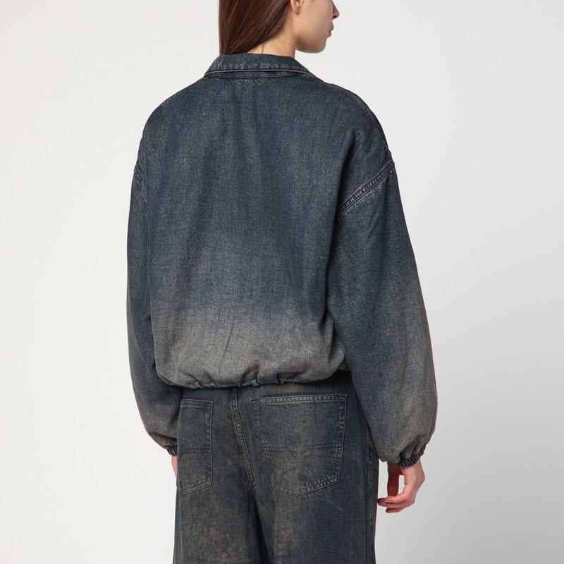 Diesel De-Flower Jacket In Medium Blue With Faded Effect