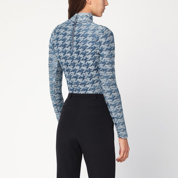 Diesel Blue/light Grey Patterned Turtleneck Sweater