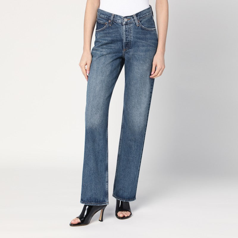 AGOLDE Blue Jeans With A Faded Effect In Blended Regenerated Denim