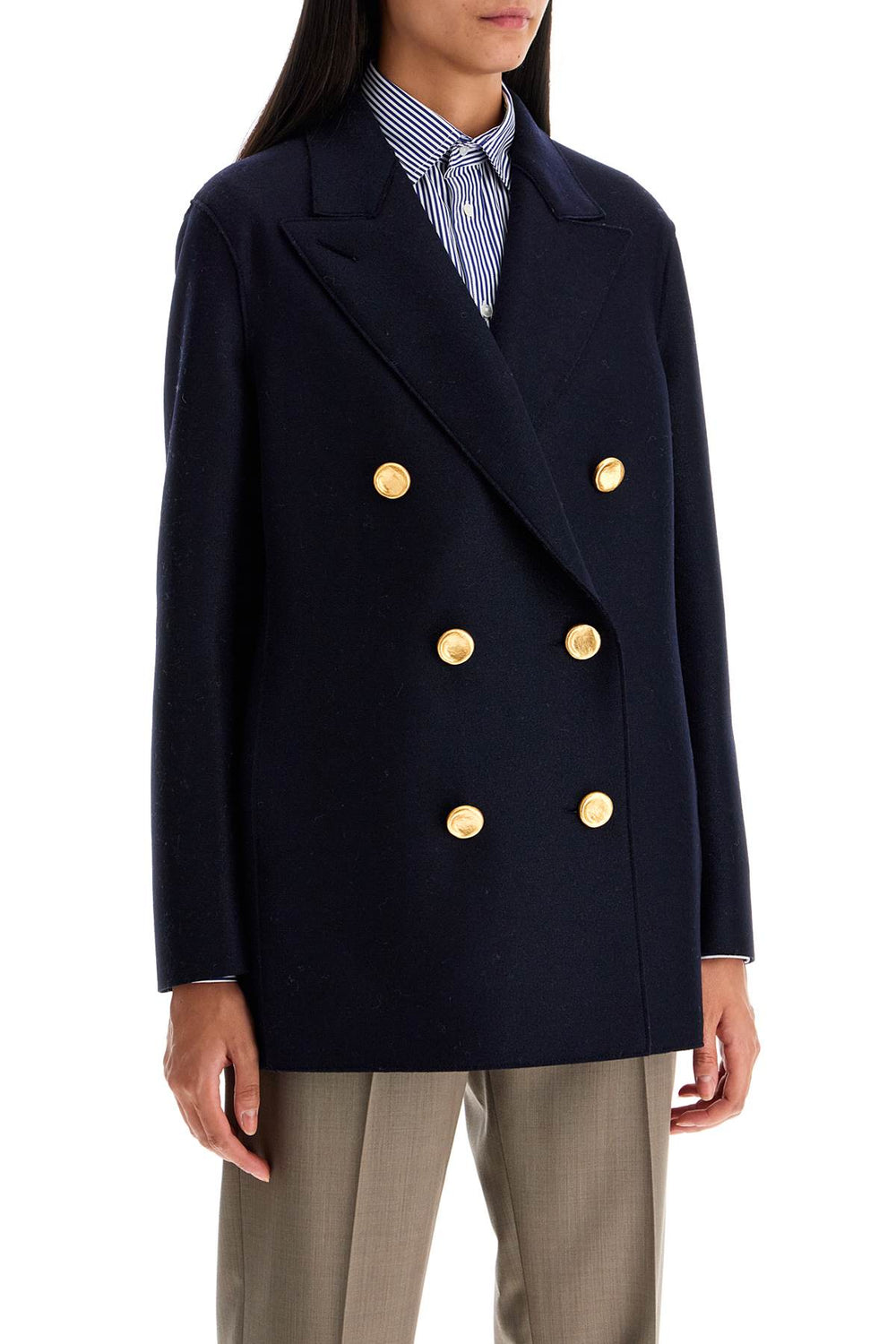 Harris Wharf London Double-Breasted Pressed Wool Coat